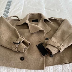 Massimo Dutti NWT cropped wool blend trench coat M 6405/506